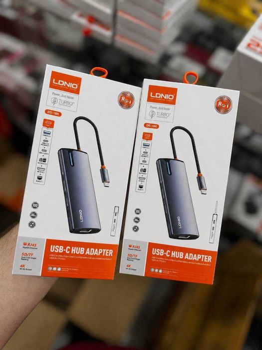 Hub, Хаб 8 in 1 LDNIO DS-18H USB-C Hub Adapter. Есть доставка