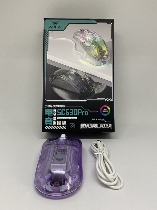 Mouse Gaming Wireless AULA SC630 Pro RGB cu stație de încărcare – Nou