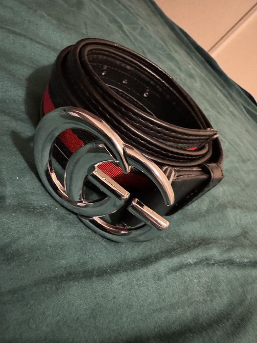 Curea Gucci cu catarama argintie
