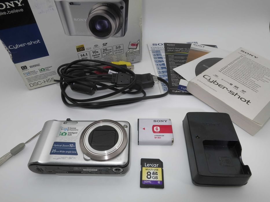 Sony Cyber-Shot DSC H55 ултра компактен цифров фотоапарат, дигитална камера, НОВА - пълен комплект - работи отлично