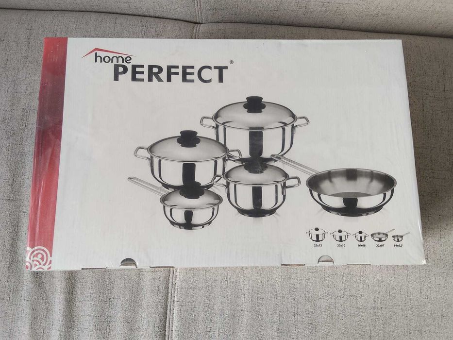 Set de oale din inox de 9 piese „Home Perfect Mega Cookware Set” NOU