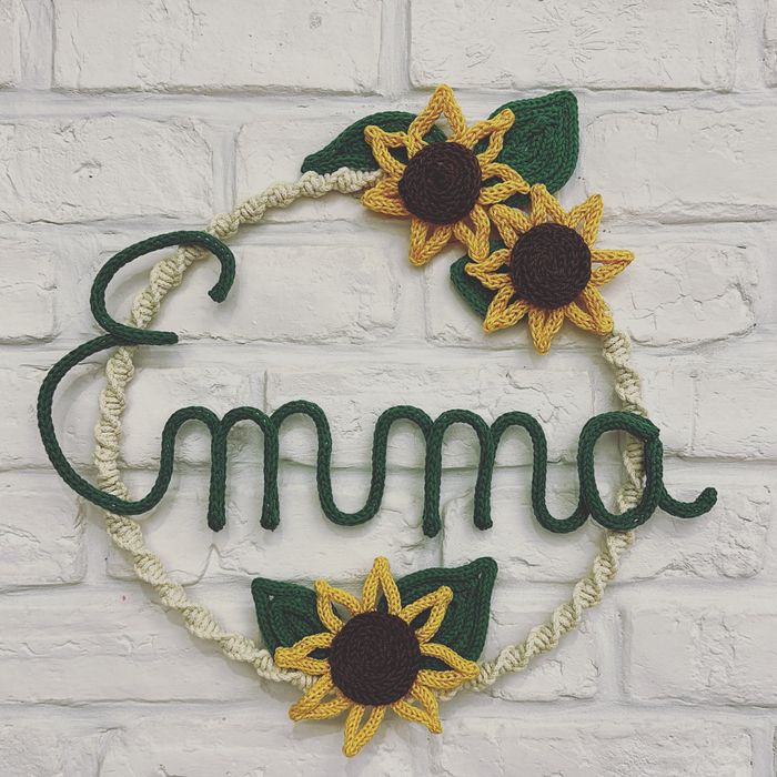 Decor tricotat , nume personalizat baiat sau fetita