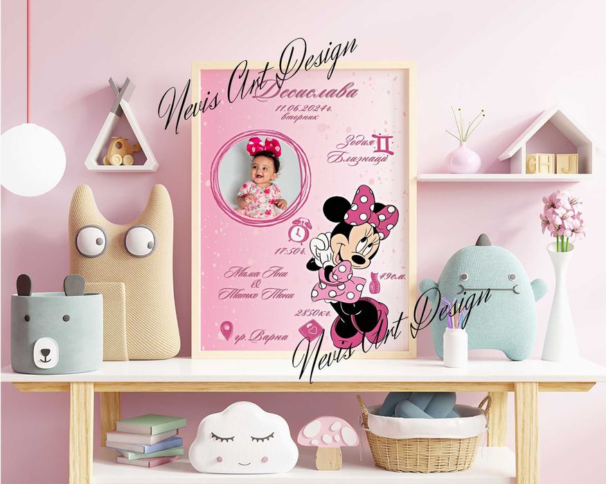 Бебешка визитка / бебешка картичка / Подарък в рамка