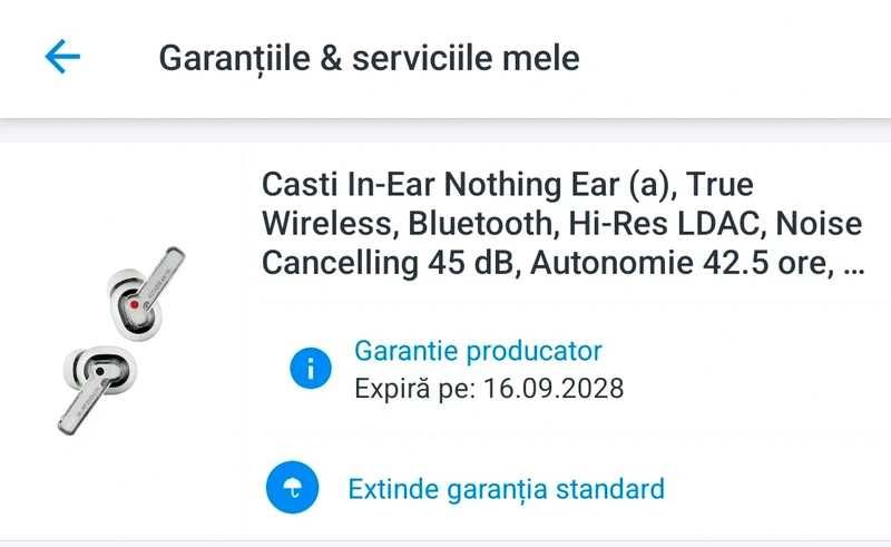 Căști wireless Nothing Ear (a) cu garanție eMag