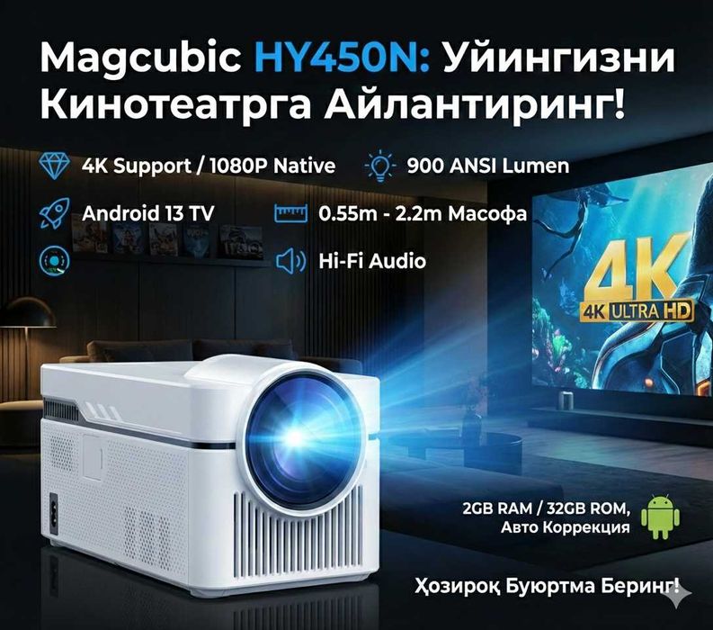 MAGCUBIC HY450NTV — уйингизда кинотеатр!
