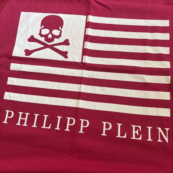 Philipp Plein тениска бордо череп принт M – с етикет