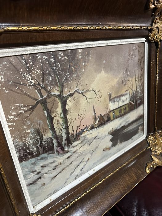 Tablou ulei pe panza - Peisaj de iarna -