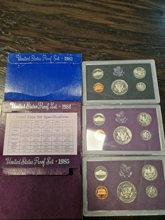 Сет монети САЩ 1983,1984 и 1985г
