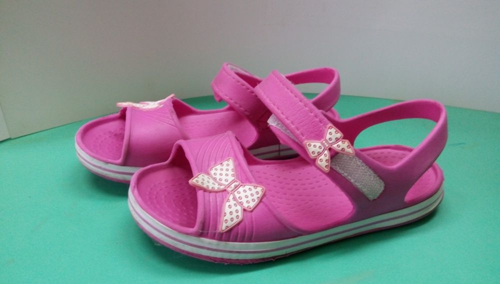 Детски розови сандали - чехли с велкро лепенки №30/31