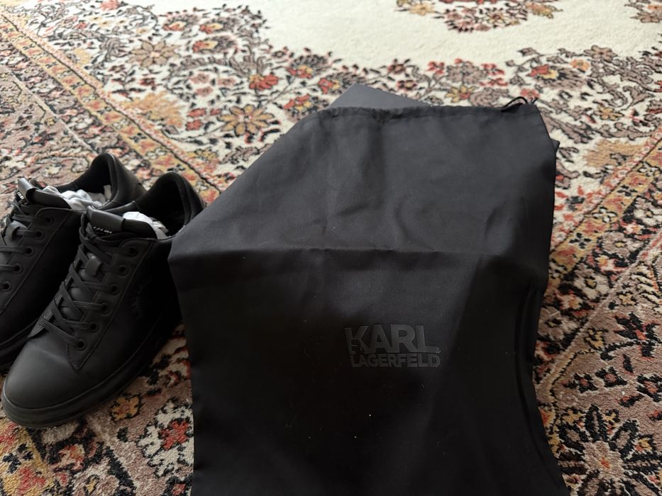 Karl Lagerfeld - Pantofi sport barbati negri 40 - Adidasi din piele naturala