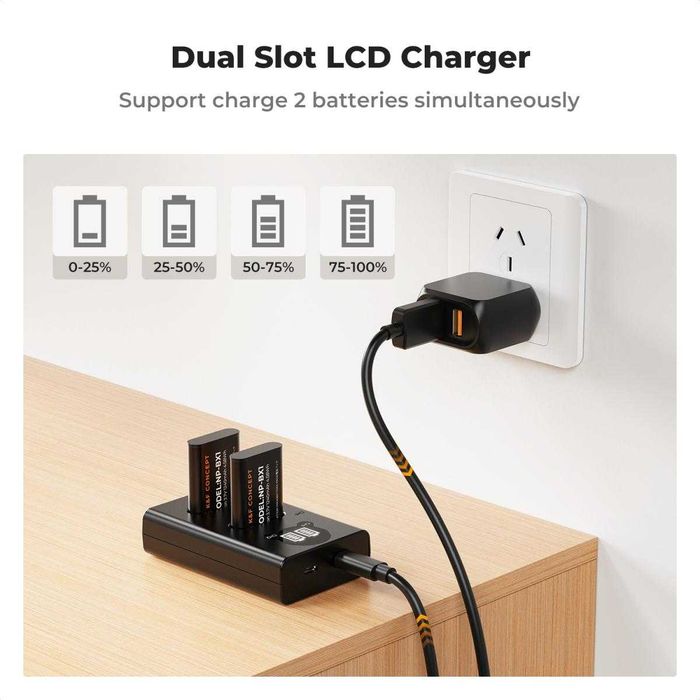 Комплект 2 батерии NP-BX1 + зарядно K&F Concept