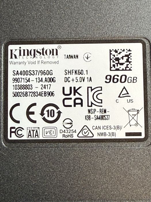 SSD 2,5" Kingston 960GB ( 1TB ) 96% Health