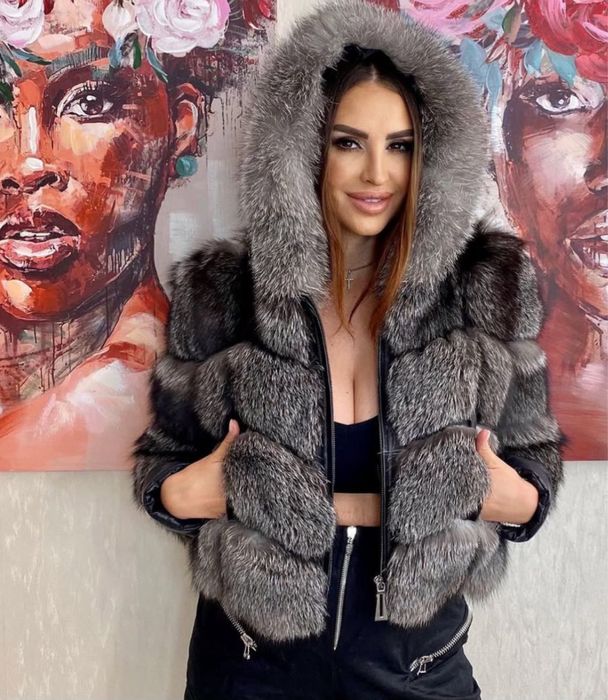 Haină din blană de vulpe – piele naturală, nouă, superbă