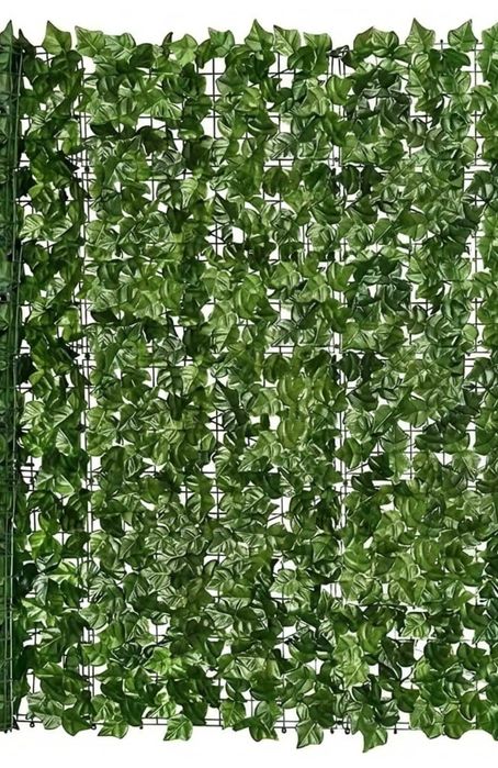 Gard artificial verde cu frunze, 300x100cm, verde inchis, panou decorativ pentru balcon si gard