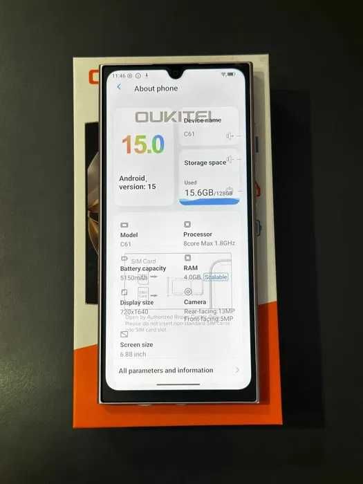 Oukitel C61 16(4+12)GB Ram/128GB Rom