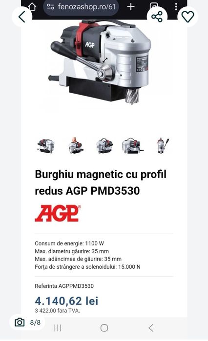 Masina de gaurit cu talpa magnetica AGP PMD3530 ca Metabo Hilti Bosch