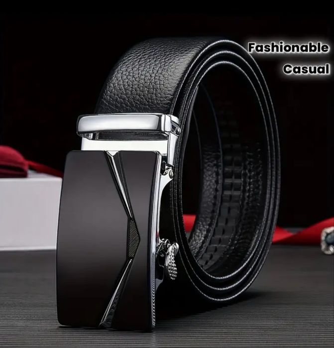 Мъжки официални колани с автоматична катарама/Естествена гланцова кожа