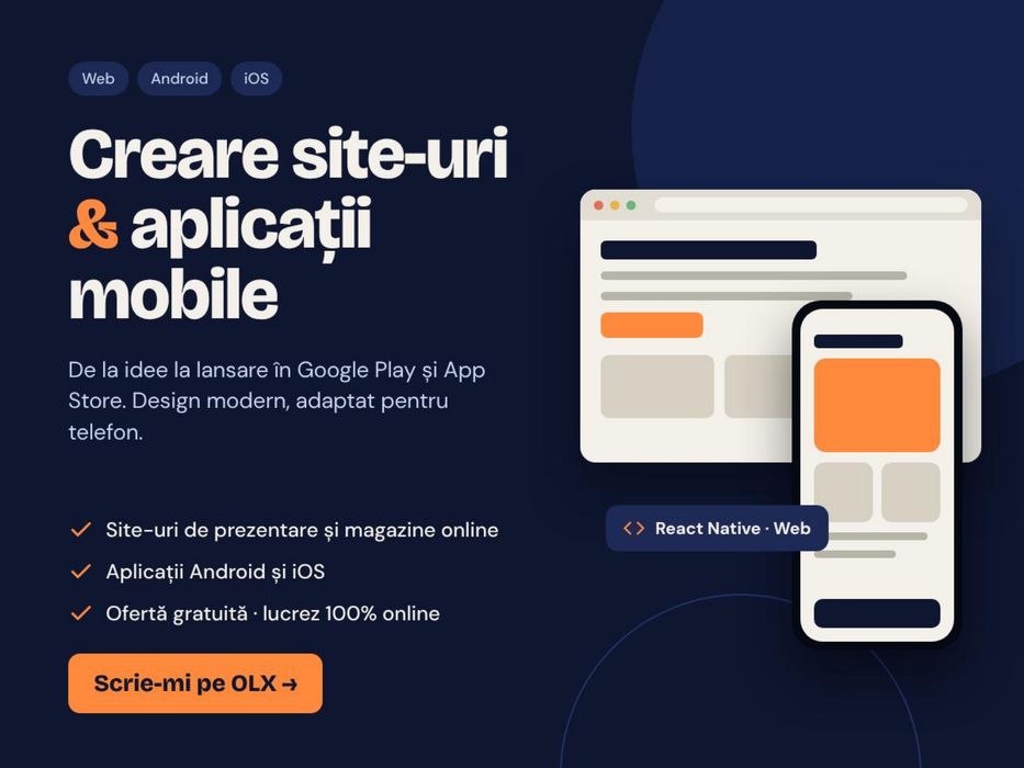 Creare site web și aplicații Android / iOS