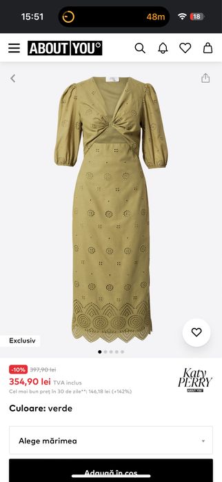Rochie Katy Perry exclusiv for About You, noua cu eticheta