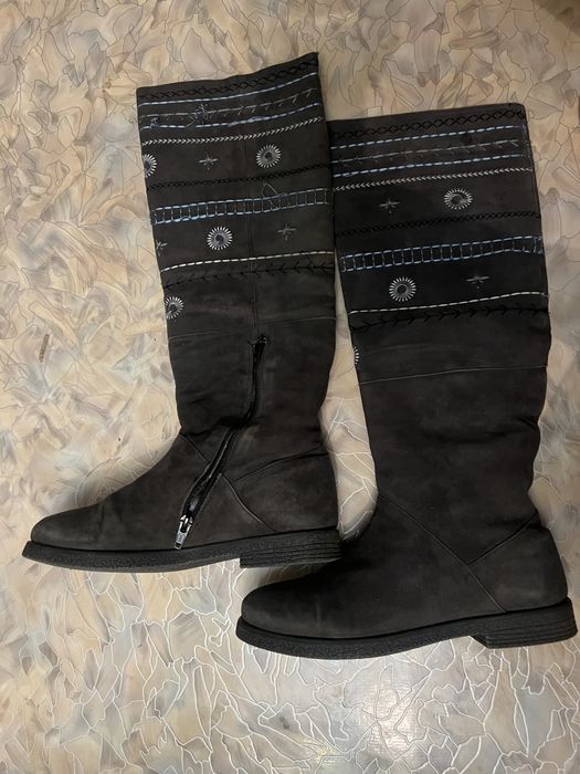 Замшевые зимние, высокие сапоги