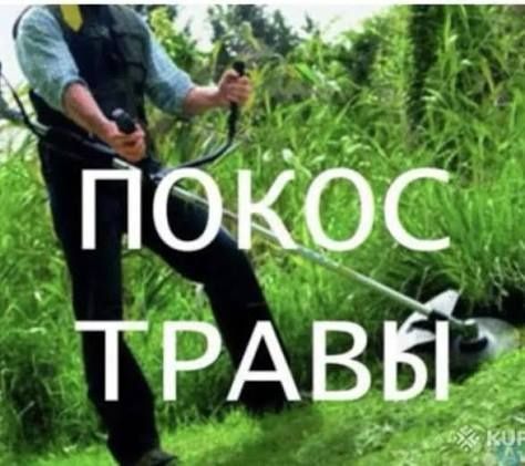Покос травы триммером