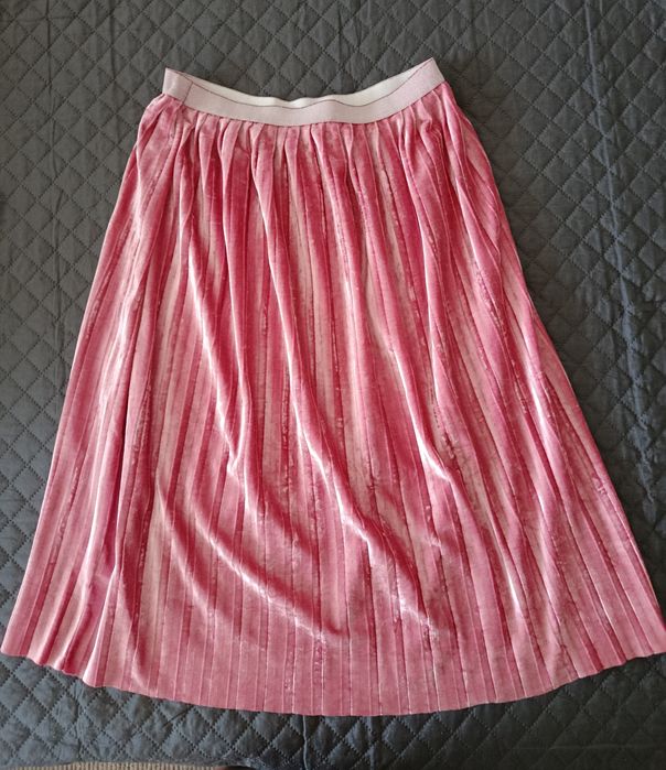 Fustă midi, roz,