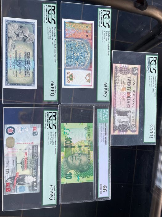 5 броя сертифицирани банкноти PCGS