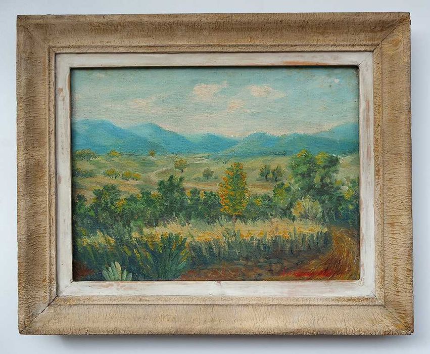 Наум Хаджимладенов. Пейзаж от околностите на Самоков. Стара картина.