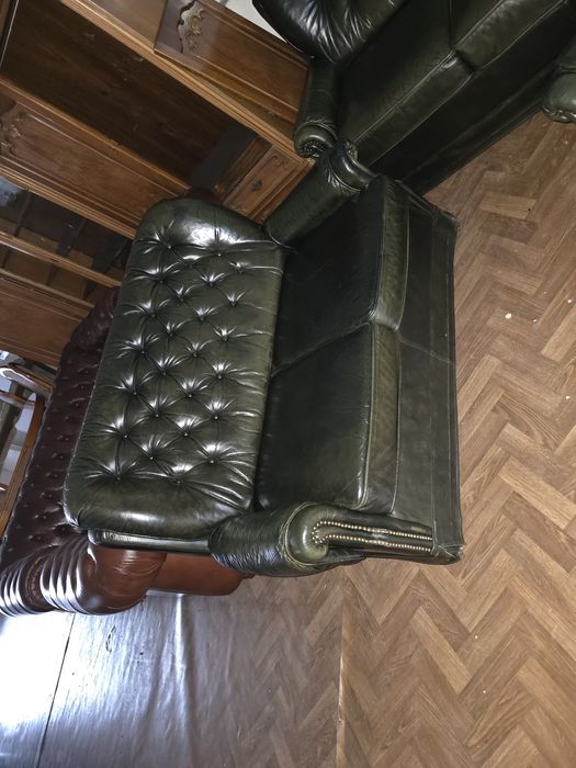 Set 3+2+1 Chesterfield Queen Anne piele naturală