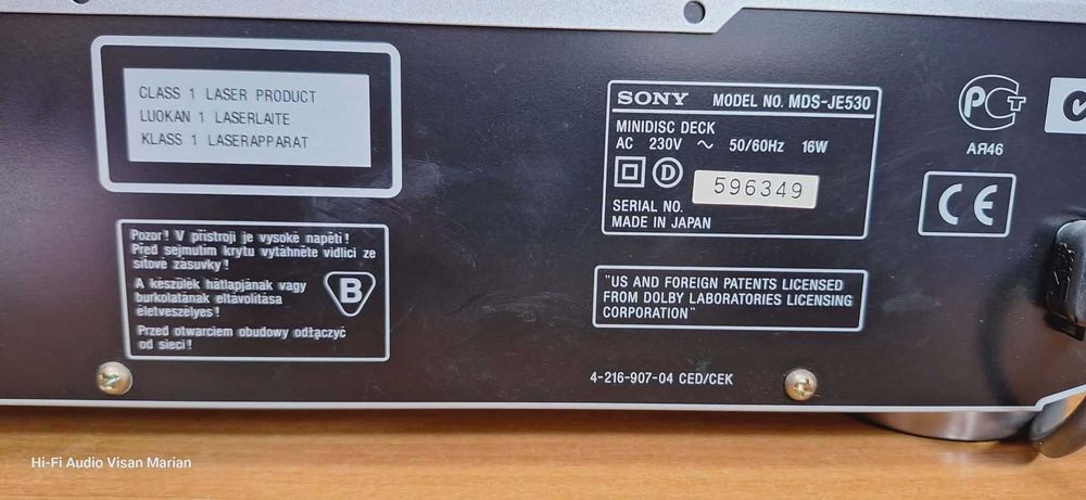 Minidisc Sony MDS-JE530 Cu Telecomanda