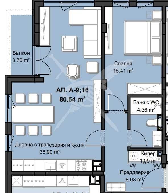 Двустаен апартамент кв. Христо Смирненски - 804-23794