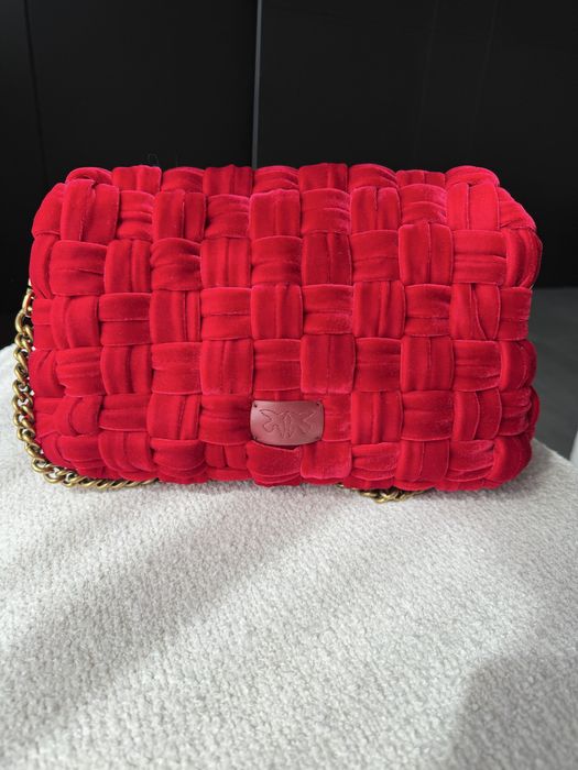Оригинална чанта PINKO Love Bag Puff Weave Velvet - Като нова!