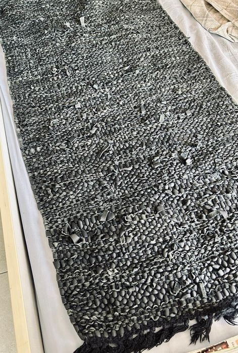 Плетен Черен килим еко кожа Zara Home