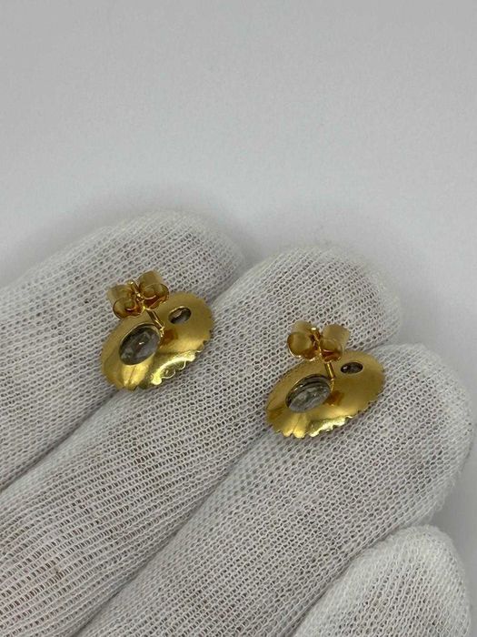 CERCEI AUR 18K + 2 DIAMANTE X 1CT = 2CT + 6 Diam = 0.20ct - Vintage + Certificat !
