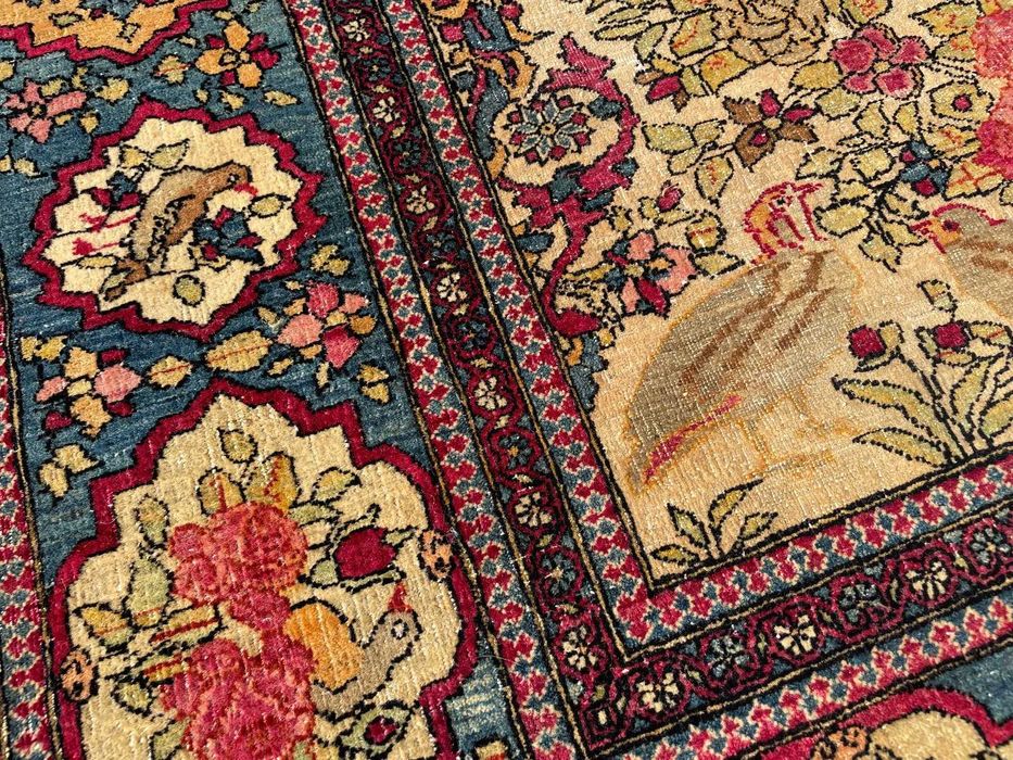 covor antic rugaciune persan Iran Isfahan gradina paradisului flori