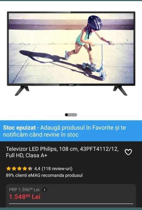 TV PHILIPS  full hd 108cm