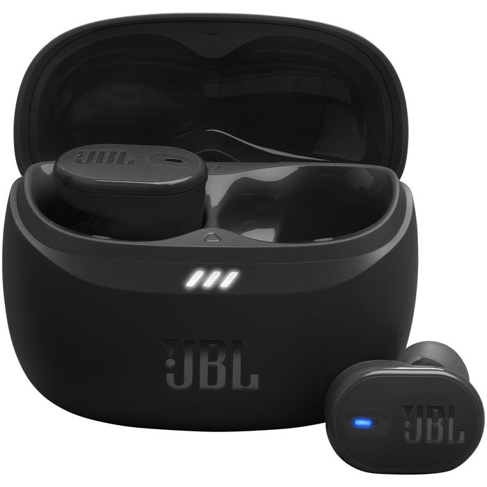 безжичните слушалки JBL Tune Buds 2 в черен цвят.