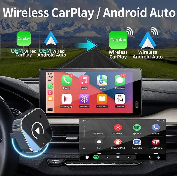 Adaptor Wireless CarPlay & Android Auto Plug & Play