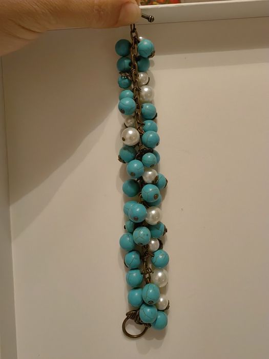 Браслет, бирюза, жемчуг.