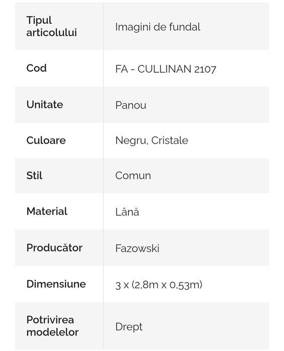 Tapet lux cu Cristale Fazowski