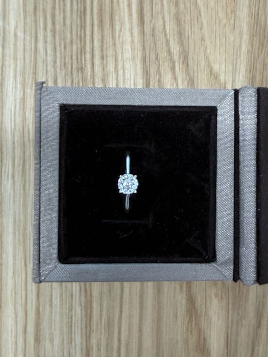 Inel Teilor aur alb 18K cu diamante 0.2ct marime 54 certificat