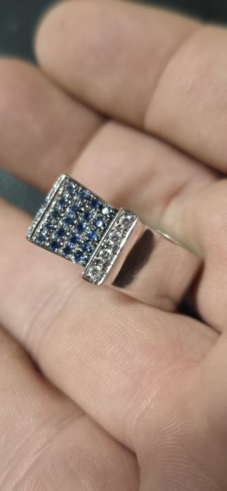 Inel aur 18 k safire si diamante naturale