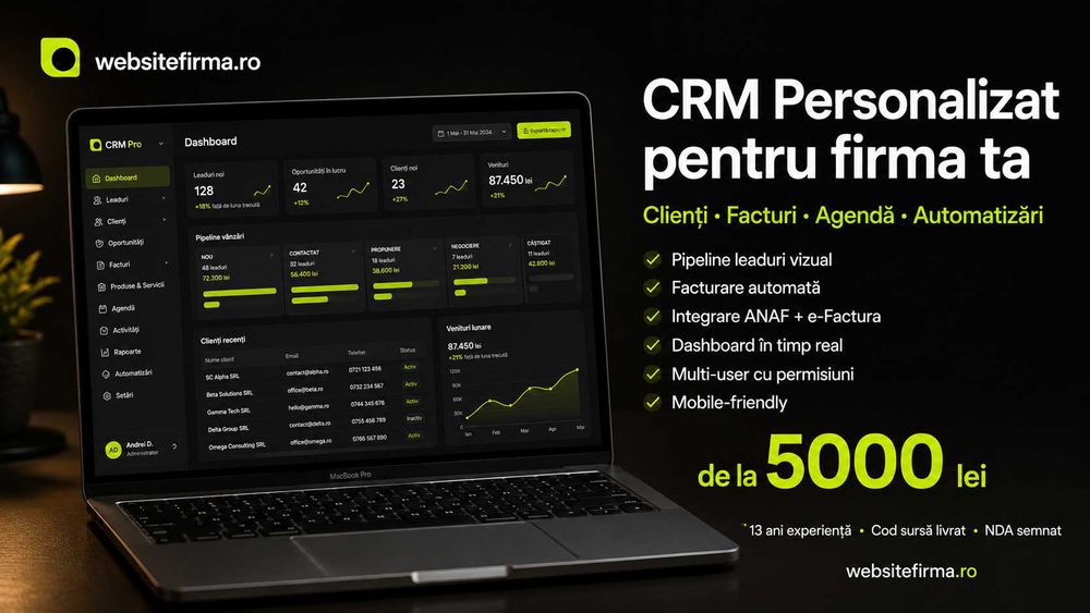 Site web, magazin online, aplicatii custom de la 1000 lei si servicii de Integrare AI