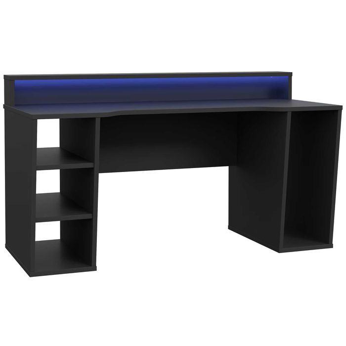 Бюро KringX Juego, 160x91x72 см, Цвят черен, Включва LED