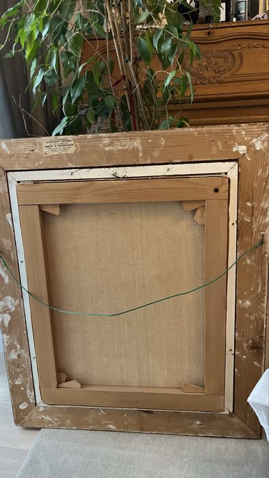 Tablou mediteranean pictura pe panza cu rama de lemn aurie