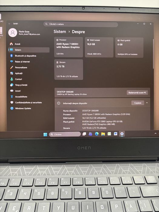 Vand HP Omen Gaming 16”