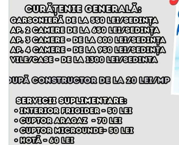 Prestam curatenie la domiciliu