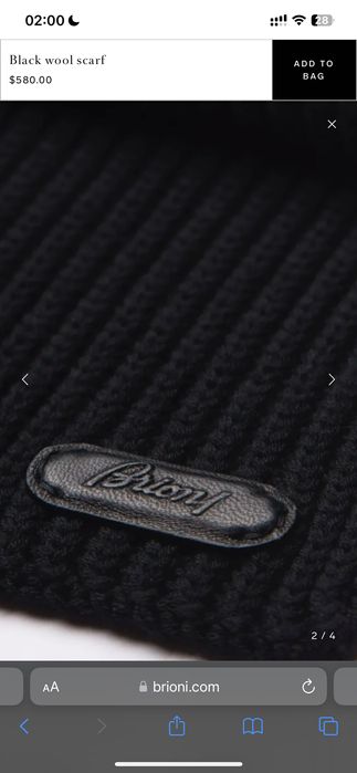 Brioni шарф 100% шерсть