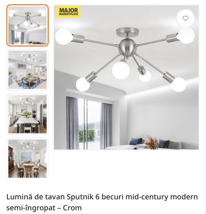Lampa de tavan Sputnik 6 becuri crom