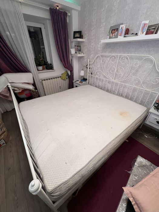 Set complet Pat IKEA LEIRVIK 180x200 + somieră + saltea